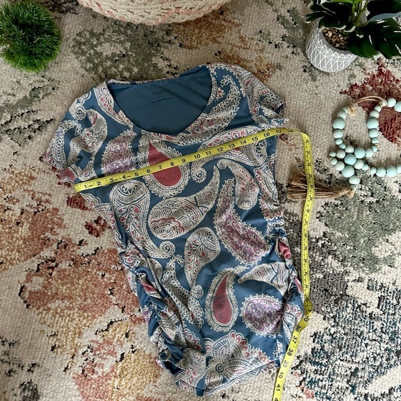 Y2K Motherhood Maternity Women’s Paisley Print V-Neck Top Size Maternity Small - Picture 12 of 13